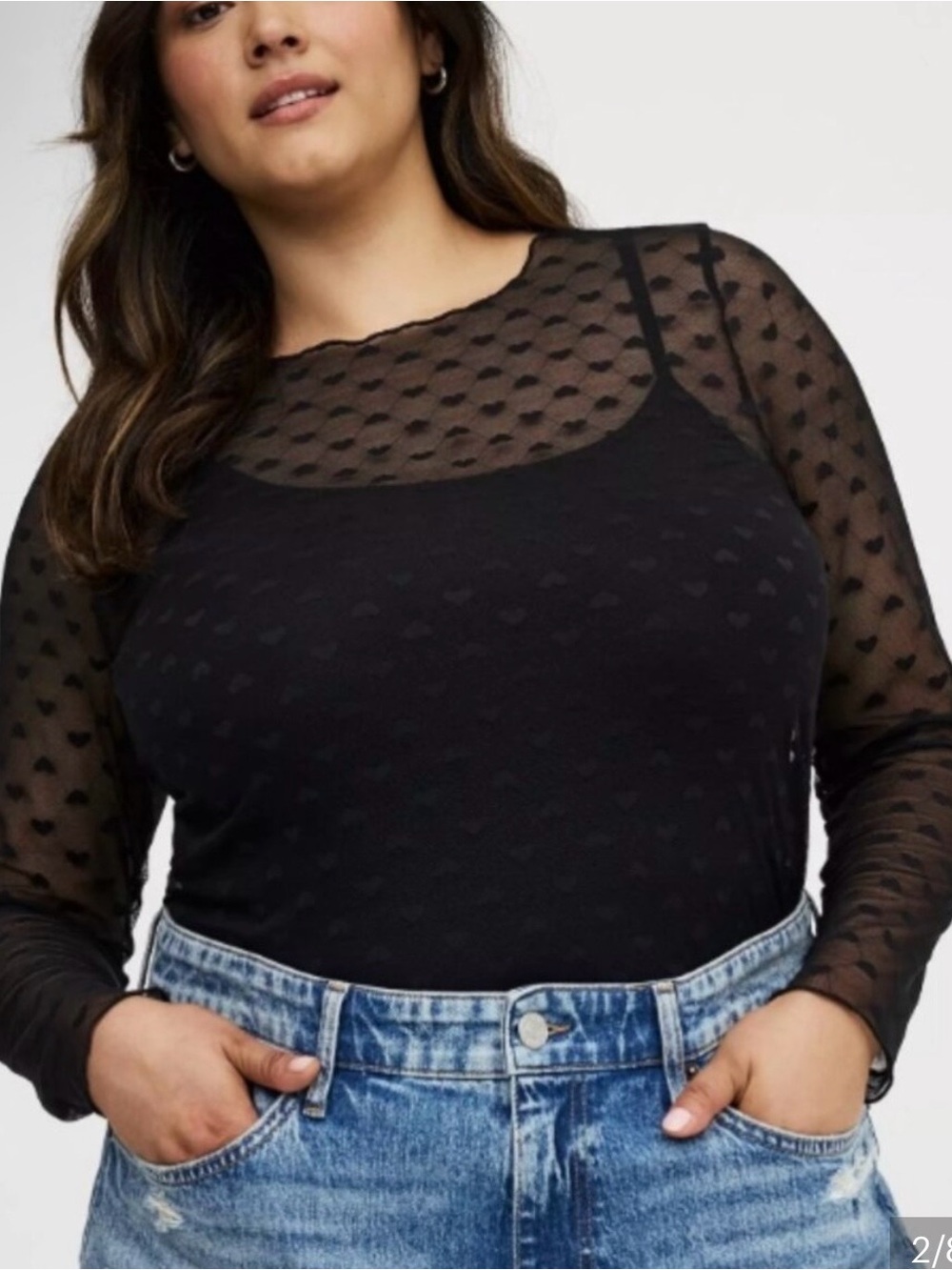 Torrid Sheer Black Heart-Pattern  Top